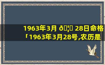 1963年3月 🦆 28日命格「1963年3月28号,农历是几月几日」
